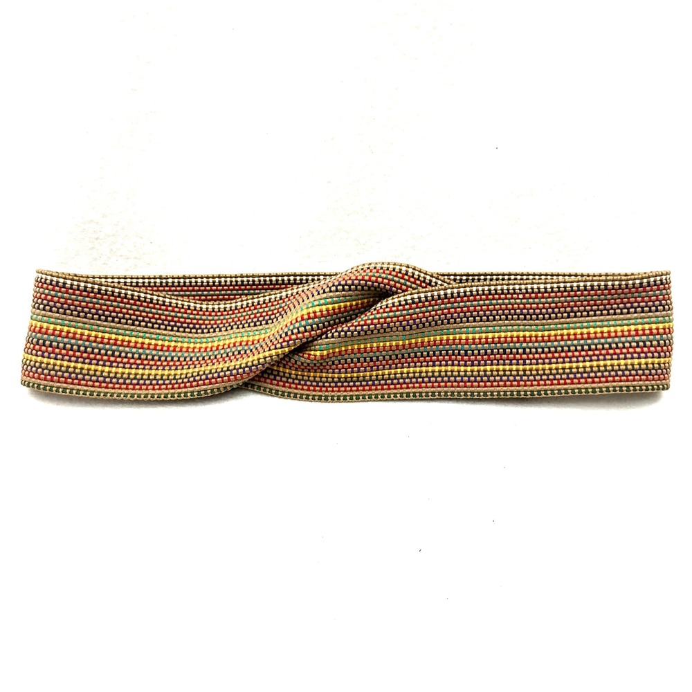 Lands' End Womens Large Multicolor Striped Woven Twist Front Belt Hook and Loop